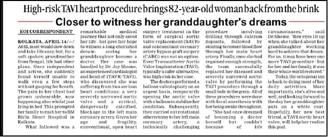 The High-risk TAVI heart procedure brings 82-year old women back from the brink